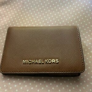 Michael Kors Brown Key & Card Holder with Saffiano Texture